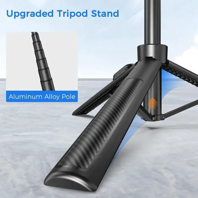 Alt view image 2 of 7 - Selfie Stick Travel Tripod for Cell Phone with Remote Control and Phone Holder, Extendable Selfie Stick for iPhone, iPhone Tripod for Video Recording, 50 Inch, Black