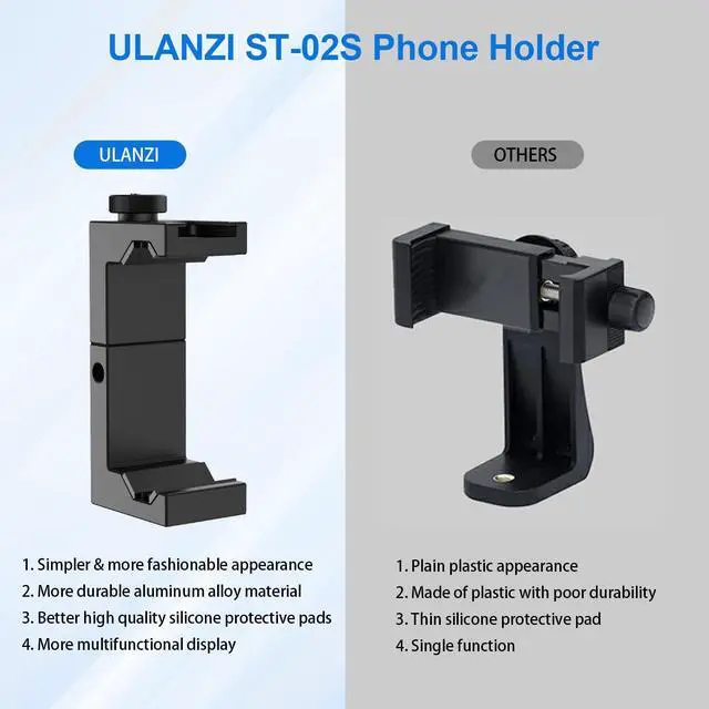 Alt view image 6 of 7 - ULANZI ST-02S Aluminum Phone Tripod Mount w Cold Shoe Mount, Support Vertical and Horizontal, Universal Metal Adjustable Clamp for iPhone 12 11 Pro Xs X Max 8 7 Plus Samsung Android Smartphones