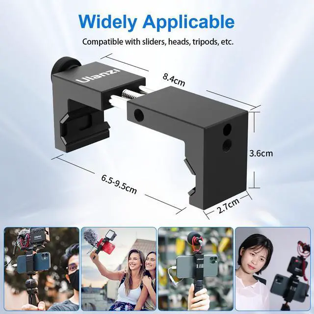 Alt view image 7 of 7 - ULANZI ST-02S Aluminum Phone Tripod Mount w Cold Shoe Mount, Support Vertical and Horizontal, Universal Metal Adjustable Clamp for iPhone 12 11 Pro Xs X Max 8 7 Plus Samsung Android Smartphones