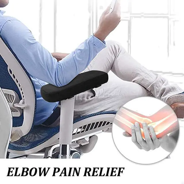 Alt view image 2 of 6 - qiyue Memory Foam Arm Pads Ergonomic Comfy Rest Elbows Forearms for Office Chairs Provide Elbow Cushioning and Relieve Pressure Chair rmrest Cushions Set of 2 Armrest Covers Black (Black)