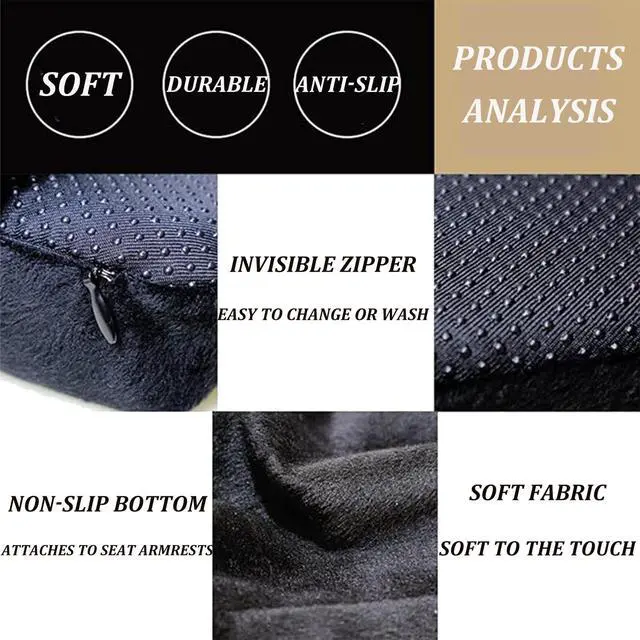 Alt view image 5 of 6 - qiyue Memory Foam Arm Pads Ergonomic Comfy Rest Elbows Forearms for Office Chairs Provide Elbow Cushioning and Relieve Pressure Chair rmrest Cushions Set of 2 Armrest Covers Black (Black)