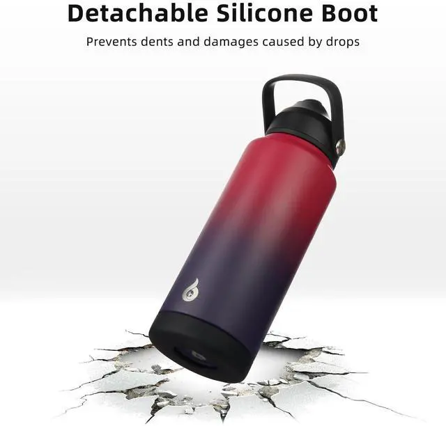 Alt view image 4 of 7 - BJPKPK Water Bottle with Straw Lid, 32oz Vacuum Insulated Water Bottles, Metal Stainless Steel Thermos for Sports, Travel, BPA Free Leak Proof Thermos, Cups, Flasks, Tumblers,Charming Red