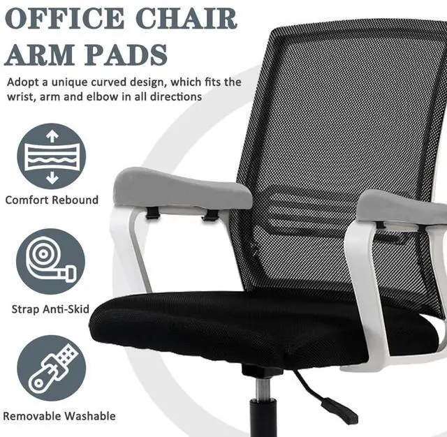 Alt view image 2 of 7 - Shapeazy 2 Pack Office Chair Armrest Pads Covers,Arm Rest Pad with Memory Foam Elbow Pillow for Forearm Pressure Relief, Arm Rest Covers for Office Chairs, Wheelchair, Comfy Gaming Chair (Grey)