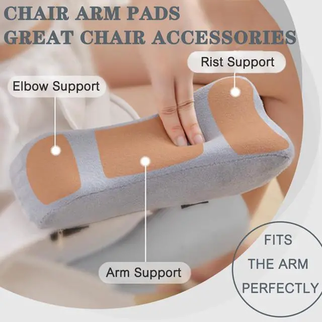 Alt view image 3 of 7 - Shapeazy 2 Pack Office Chair Armrest Pads Covers,Arm Rest Pad with Memory Foam Elbow Pillow for Forearm Pressure Relief, Arm Rest Covers for Office Chairs, Wheelchair, Comfy Gaming Chair (Grey)