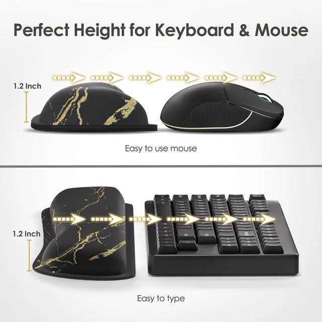 Alt view image 6 of 7 - Gimars Upgrade Enlarge Silky Gel Memory Foam Wrist Rest for Computer Keyboard, Mouse, 3 PCS, Ergonomic Keyboard Wrist Rest for Typing Pain Relief, Mousepad Rests Wrist Support for Office Gaming Marble