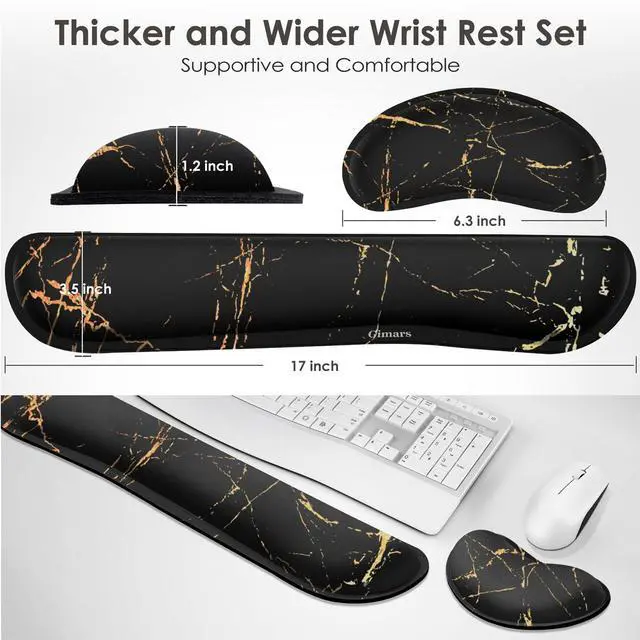 Alt view image 7 of 7 - Gimars Upgrade Enlarge Silky Gel Memory Foam Wrist Rest for Computer Keyboard, Mouse, 3 PCS, Ergonomic Keyboard Wrist Rest for Typing Pain Relief, Mousepad Rests Wrist Support for Office Gaming Marble