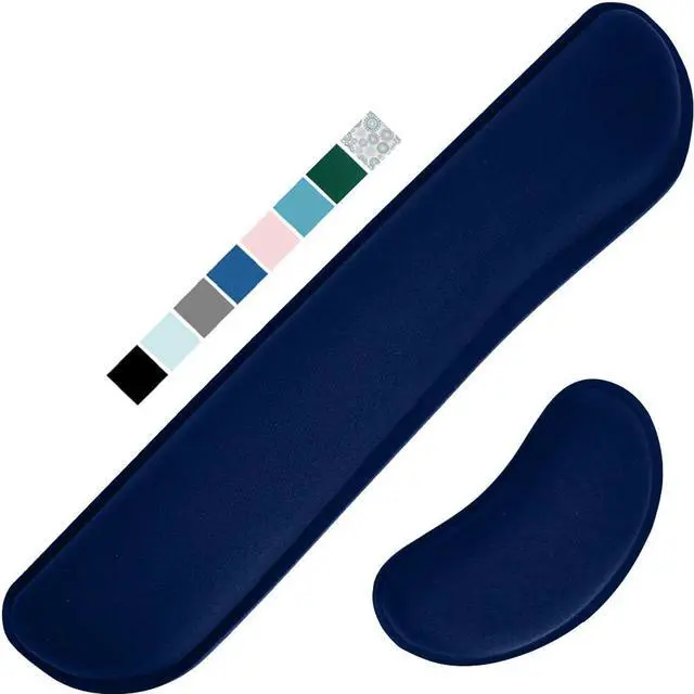 Main image of GORILLA GRIP Silky Gel Memory Foam Wrist Rest for Computer Keyboard, Mouse, Ergonomic Design for Typing Pain Relief, Desk Pads Support Hand and Arm, Mousepad Rests, Stain Resistant, 2 Piece Pad, Navy