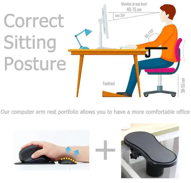 Alt view image 2 of 7 - Armrest Support,Keyboard Wrist Rest Pad,with Mouse Wrist Cushion Support for Office Adjustable Wrist Rest Extender,Wrist Support Pads for Keyboard and Mouse Ergonomic Design Arm Rest Pad