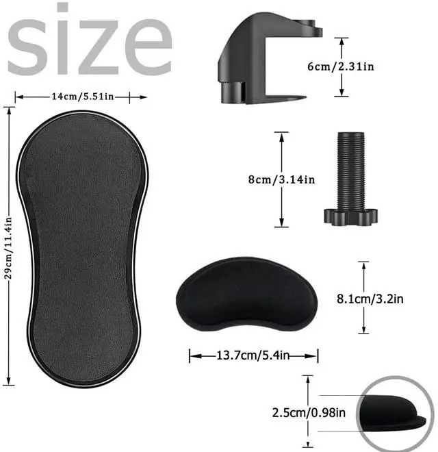 Alt view image 4 of 7 - Armrest Support,Keyboard Wrist Rest Pad,with Mouse Wrist Cushion Support for Office Adjustable Wrist Rest Extender,Wrist Support Pads for Keyboard and Mouse Ergonomic Design Arm Rest Pad
