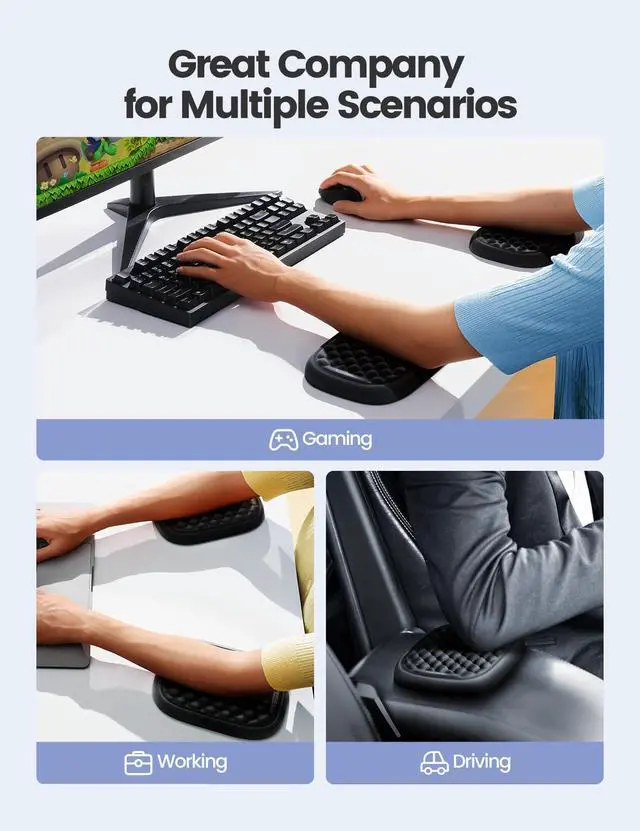 Alt view image 5 of 6 - [Upgraded Larger and Thicker]Vaydeer Elbow Rest Pad, Desk Wrist Rest Memory Foam Armrest, Ergonomic Mouse Cushion Support, Wrist Pain Relief for Computer Laptop Working Typing Gaming Office-Ocean Blue