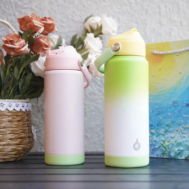 Alt view image 7 of 7 - BJPKPK Water Bottle with Straw Lid, 32oz Vacuum Insulated Water Bottles, Metal Stainless Steel Thermos for Sports, Travel, BPA Free Leak Proof Thermos, Cups, Flasks, Tumblers,Cherry