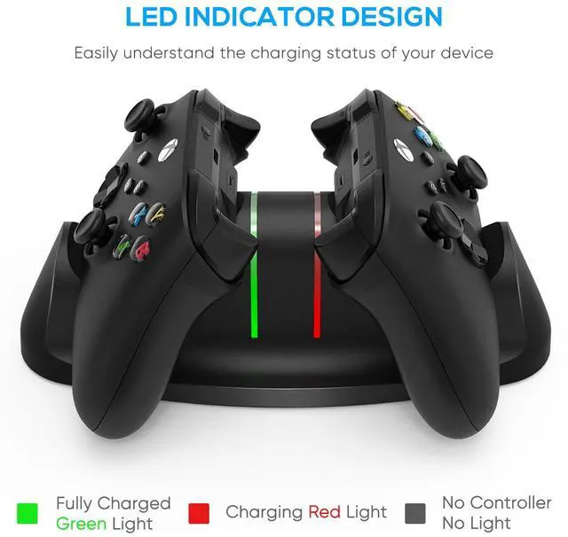 Alt view image 5 of 7 - Auarte Controller Charger for Xbox One/Series X|S/Elite Controller, Dual Charging Station Dock with 2x1400mAH(3360mWH) Rechargeable Battery Packs & 4 Covers for Xbox One/S/Elite/Core Controller