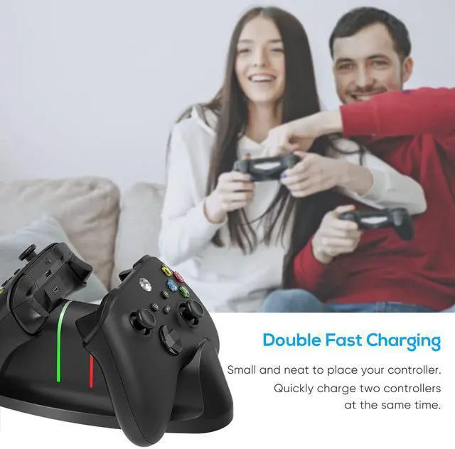 Alt view image 7 of 7 - Auarte Controller Charger for Xbox One/Series X|S/Elite Controller, Dual Charging Station Dock with 2x1400mAH(3360mWH) Rechargeable Battery Packs & 4 Covers for Xbox One/S/Elite/Core Controller