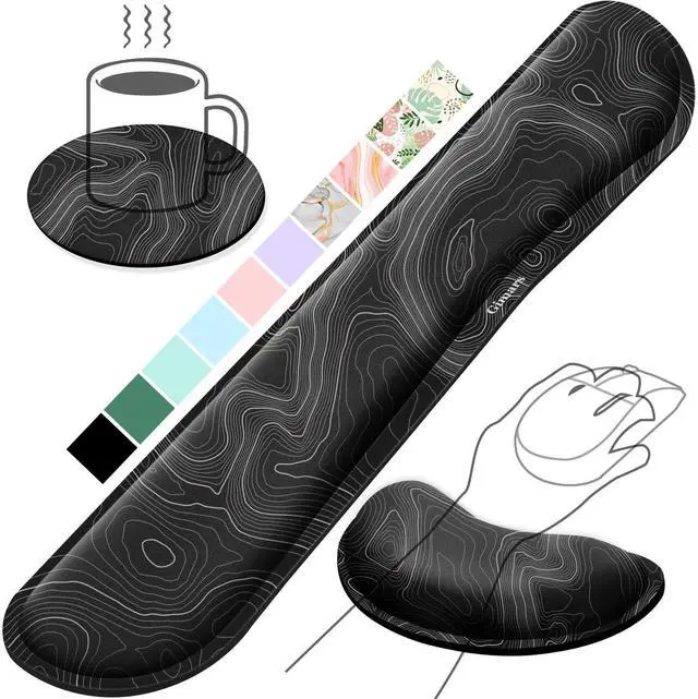 Main image of Gimars Upgrade Enlarge Silky Gel Memory Foam Wrist Rest for Computer Keyboard, Mouse, 3 PCS, Ergonomic Keyboard Wrist Rest for Typing Pain Relief, Mousepad Rests, Wrist Support, Office, Map Pattern