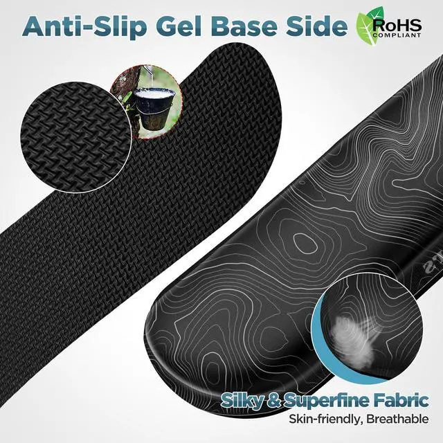 Alt view image 3 of 7 - Gimars Upgrade Enlarge Silky Gel Memory Foam Wrist Rest for Computer Keyboard, Mouse, 3 PCS, Ergonomic Keyboard Wrist Rest for Typing Pain Relief, Mousepad Rests, Wrist Support, Office, Map Pattern