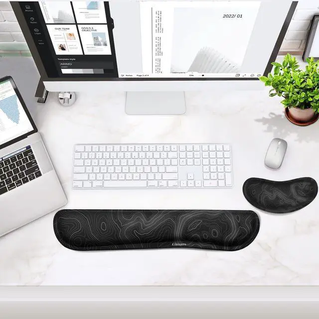 Alt view image 7 of 7 - Gimars Upgrade Enlarge Silky Gel Memory Foam Wrist Rest for Computer Keyboard, Mouse, 3 PCS, Ergonomic Keyboard Wrist Rest for Typing Pain Relief, Mousepad Rests, Wrist Support, Office, Map Pattern