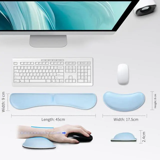 Alt view image 2 of 7 - ZIBLY Wrist Rest Keyboard and Mouse Set - Non Slip Ergonomic Wrist Cushion Support Pad - Easy Typing,Pain Relief  Premium Silky Gel Memory Foam for Work from Home Gaming Computer Laptop