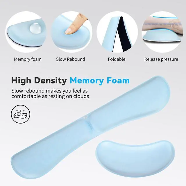 Alt view image 4 of 7 - ZIBLY Wrist Rest Keyboard and Mouse Set - Non Slip Ergonomic Wrist Cushion Support Pad - Easy Typing,Pain Relief  Premium Silky Gel Memory Foam for Work from Home Gaming Computer Laptop