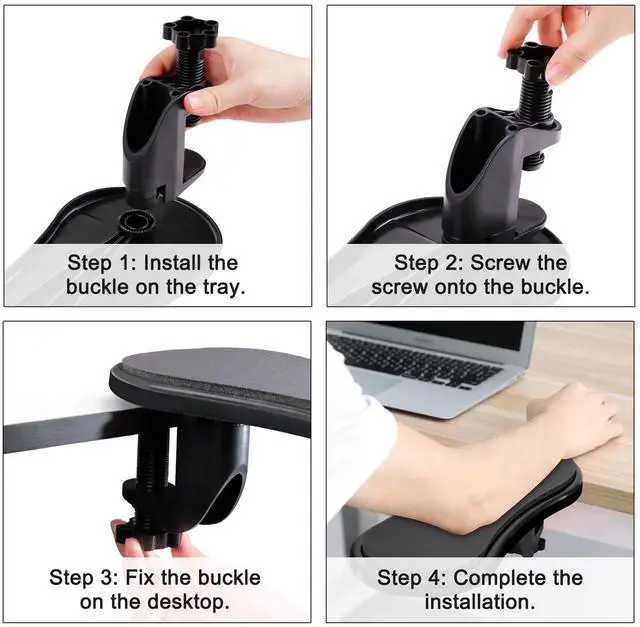 Alt view image 4 of 7 - Computer Arm Rest for Desk, TACYKIBD Ergonomic Arm Rest Extender, Adjustable Wrist Rest Rotating Computer Arm Support Pad for Elbow Keyboard Mouse Table Office Chair Desk Black