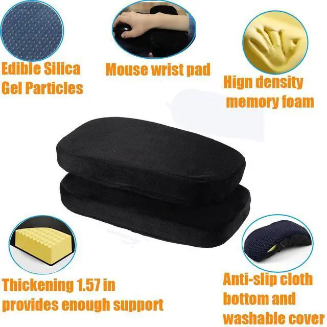 Alt view image 2 of 7 - Sunnors Chair Armrest Pads,Memory Foam Office Chair Arm Covers and Elbow Pillow for Elbows and Forearms Pressure Relief(Set of 2)