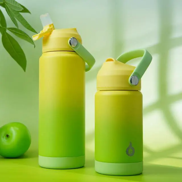 Alt view image 7 of 7 - BJPKPK Insulated Water Bottle with Straw Lid, 18oz Thermos Water Bottles with Soft Nozzle, Flex Handle & Non-slip Boot, BPA Free Leak Proof Stainless Steel Metal Thermos, Tumblers, Cups,Rainbow