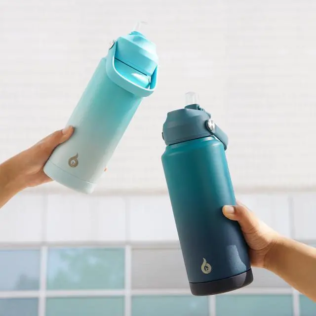 Alt view image 6 of 7 - BJPKPK Insulated Water Bottle with Straw Lid, 18oz Thermos Water Bottles with Soft Nozzle, Flex Handle & Non-slip Boot, BPA Free Leak Proof Stainless Steel Metal Thermos, Tumblers, Cups,Vast