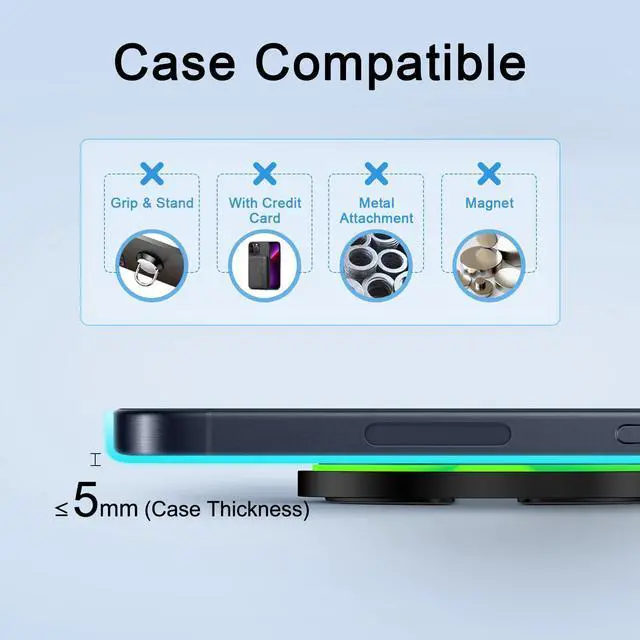Alt view image 5 of 7 - 15W Wireless Charger Fast Charging for Samsung S25 Ultra Edge S24 FE S23 S22 S21 Z Flip Fold 6 5, Wireless Charger Fast Charge Station Charging Pad + Adapter for Google Pixel 9 Pro XL 9A 8A 7A 8 7 Pro