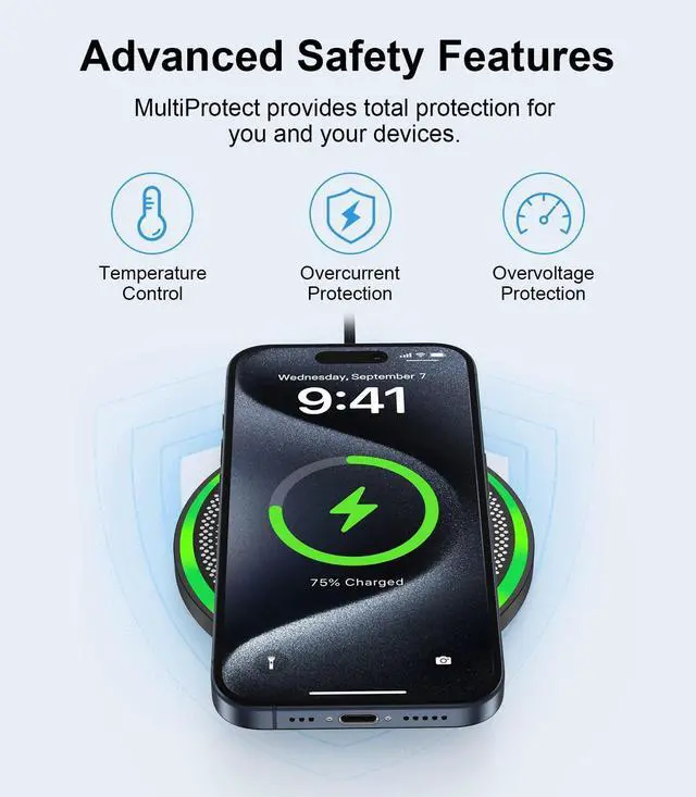 Alt view image 4 of 7 - 15W Wireless Charger Fast Charging for Samsung S25 Ultra Edge S24 FE S23 S22 S21 Z Flip Fold 6 5, Wireless Charger Fast Charge Station Charging Pad + Adapter for Google Pixel 9 Pro XL 9A 8A 7A 8 7 Pro