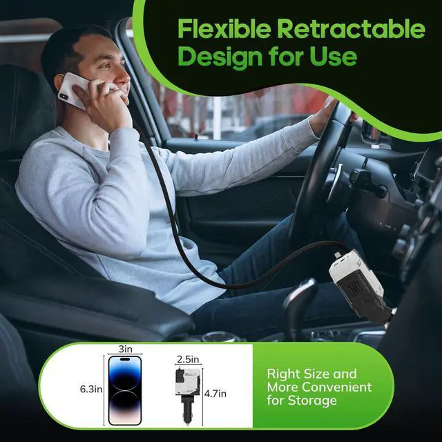 Alt view image 7 of 7 - 4 in 1 Retractable Car Charger, 127W Car Charger USB C Fast Charge with 2 Cables 2.6 FT and 2 USB Ports, 180° Adjustable Multi Port for iPhone/Ipad/Phone/Tablet/Laptop