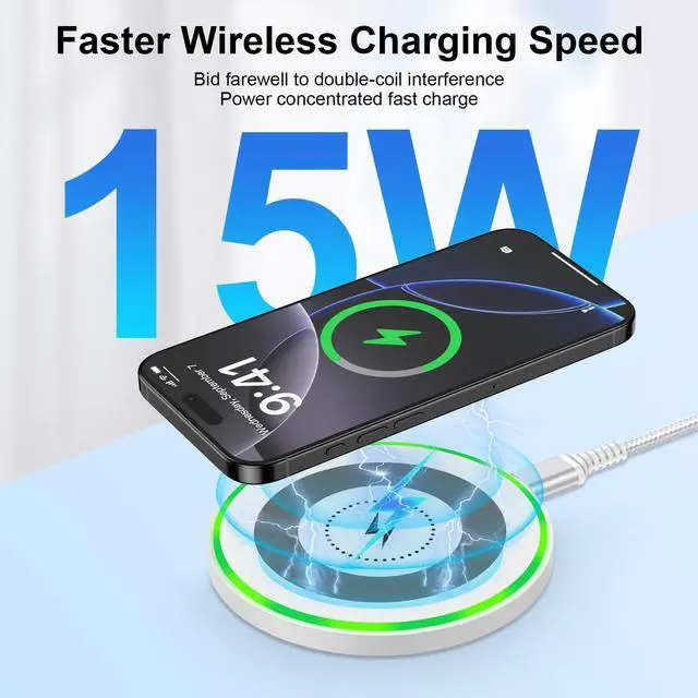 Alt view image 2 of 7 - 15W Pixel 9 8 Wireless Charger Fast Charging Pad For Google Pixel 9Pro XL/Fold 8a 8pro 7a 7pro 7 6, Wireless Charger Pad for iPhone 16/15, Samsung Galaxy S25 S24 FE S24 Z Fold6/SE Z Flip6 23 Ultra S22