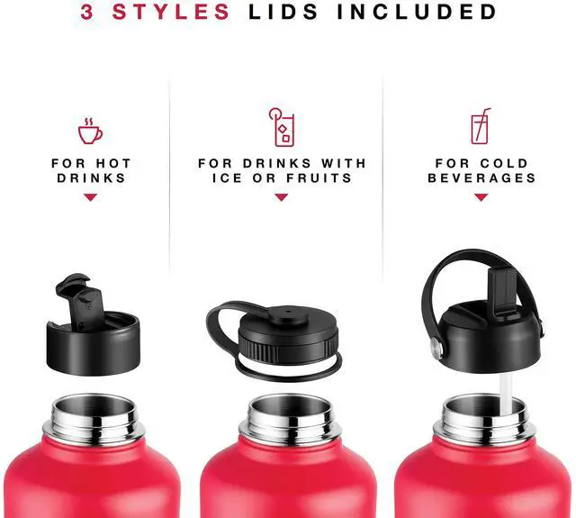 Alt view image 4 of 6 - Brewberry Stainless Steel Insulated Water Bottle and Travel Mug for Hot and Cold Beverages, Wide Mouth, Double Wall Insulated Hydration Sports Water Bottle for Hiking, Biking, Outdoor, 32 OZ BPA Free