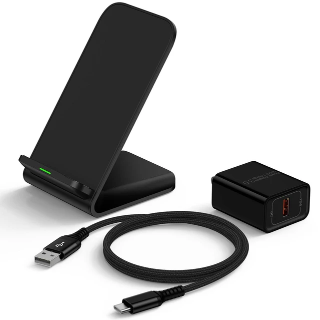 Main image of 15W Wireless Charger Stand Fast Charging Desk Wireless Charging Station | with QC 3.0 Adapter Compatible with Motorola Edge/Razr 2026 2025 2024/Razr 60 70 Ultra/Moto G Stylus/G Power 2024/2025/2026