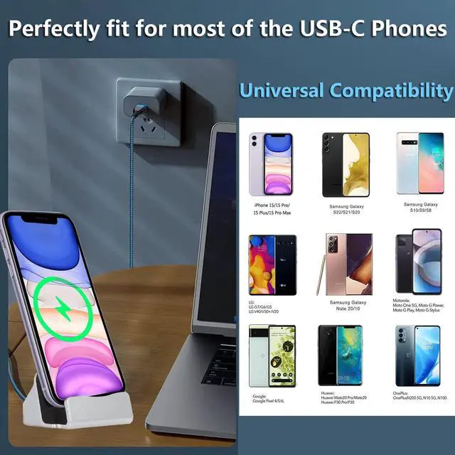 Alt view image 2 of 7 - Charging Dock Stand for iPhone 15/ Pro, USB C to USB Fast Charging Station, Compatible with iPhone 15 Pro Max Plus, Samsung Galaxy S8, Note8, LG G5 G6 V20, HTC 10, Google Pixel