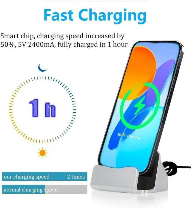 Alt view image 5 of 7 - Charging Dock Stand for iPhone 15/ Pro, USB C to USB Fast Charging Station, Compatible with iPhone 15 Pro Max Plus, Samsung Galaxy S8, Note8, LG G5 G6 V20, HTC 10, Google Pixel