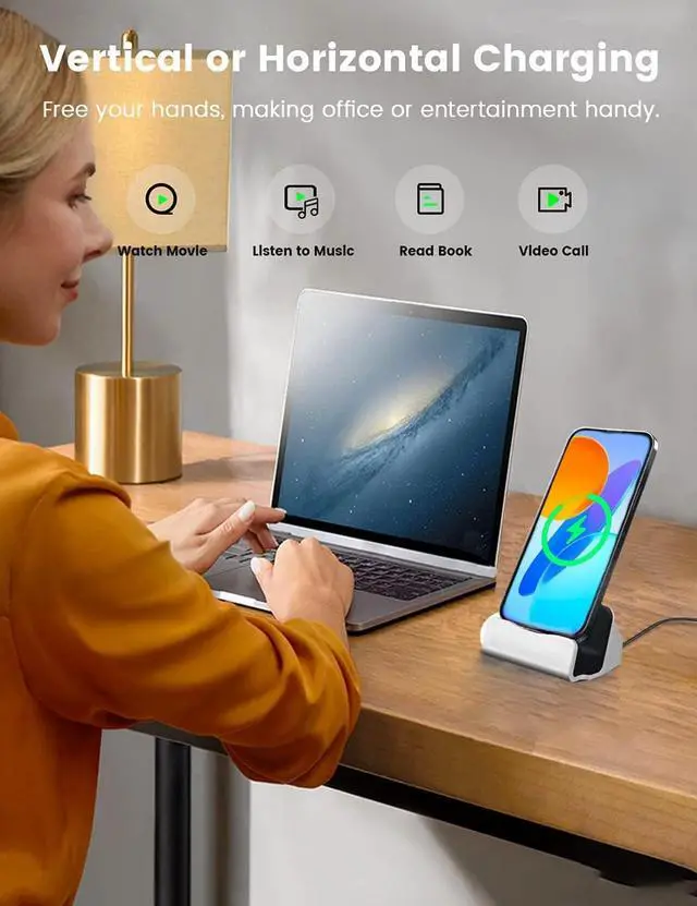 Alt view image 6 of 7 - Charging Dock Stand for iPhone 15/ Pro, USB C to USB Fast Charging Station, Compatible with iPhone 15 Pro Max Plus, Samsung Galaxy S8, Note8, LG G5 G6 V20, HTC 10, Google Pixel