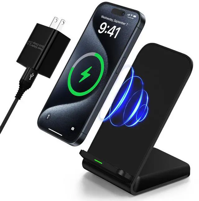Main image of Samsung Wireless Charger Fast Charging Stand Desk Phone Charger Stand Android Charging Station for Samsung Galaxy S24 Ultra S24+ S24 S23 FE S22 S21 S20 S10 S9 S8,iPhone 15 Pro Max Plus 14 with Adapter
