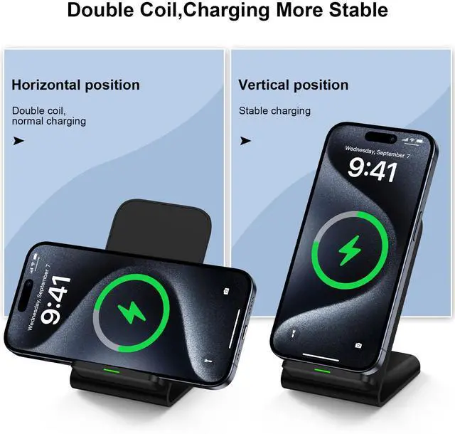 Alt view image 2 of 7 - Samsung Wireless Charger Fast Charging Stand Desk Phone Charger Stand Android Charging Station for Samsung Galaxy S24 Ultra S24+ S24 S23 FE S22 S21 S20 S10 S9 S8,iPhone 15 Pro Max Plus 14 with Adapter