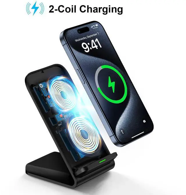 Alt view image 3 of 7 - Samsung Wireless Charger Fast Charging Stand Desk Phone Charger Stand Android Charging Station for Samsung Galaxy S24 Ultra S24+ S24 S23 FE S22 S21 S20 S10 S9 S8,iPhone 15 Pro Max Plus 14 with Adapter
