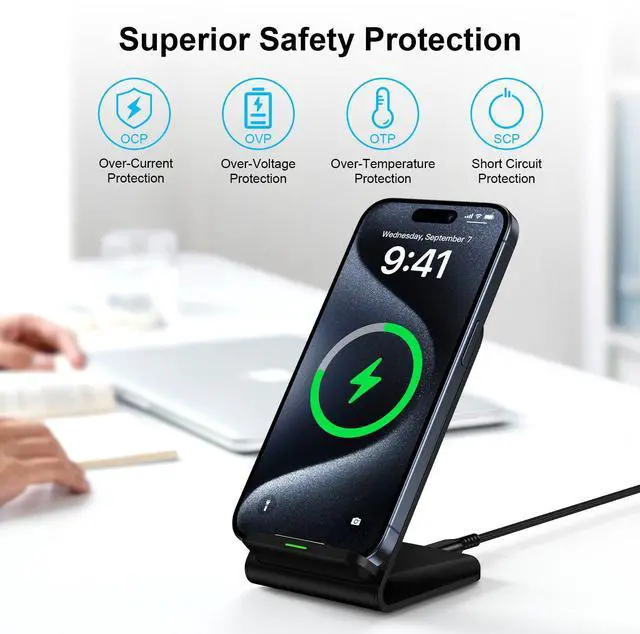 Alt view image 5 of 7 - Samsung Wireless Charger Fast Charging Stand Desk Phone Charger Stand Android Charging Station for Samsung Galaxy S24 Ultra S24+ S24 S23 FE S22 S21 S20 S10 S9 S8,iPhone 15 Pro Max Plus 14 with Adapter