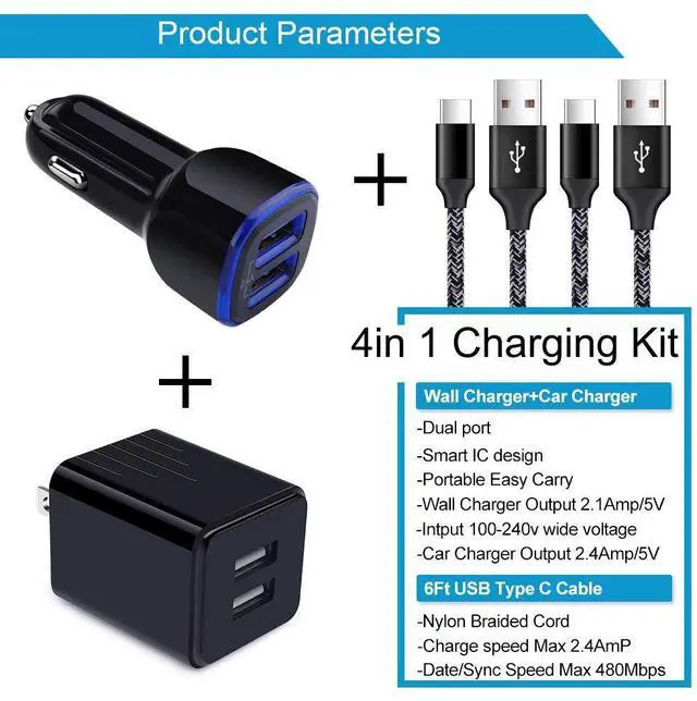 Alt view image 2 of 7 - USB Charger for Samsung Galaxy S25 Ultra S24 FE A10E A50 A70 A80 S23 S22 S21 S20 S10E S9 A16 5G A15 A03s A04s A14 A13 A53 A54 A55 A51 A11 A21, Car Adapter, Wall Charger Plug Type C Fast Charging Cable