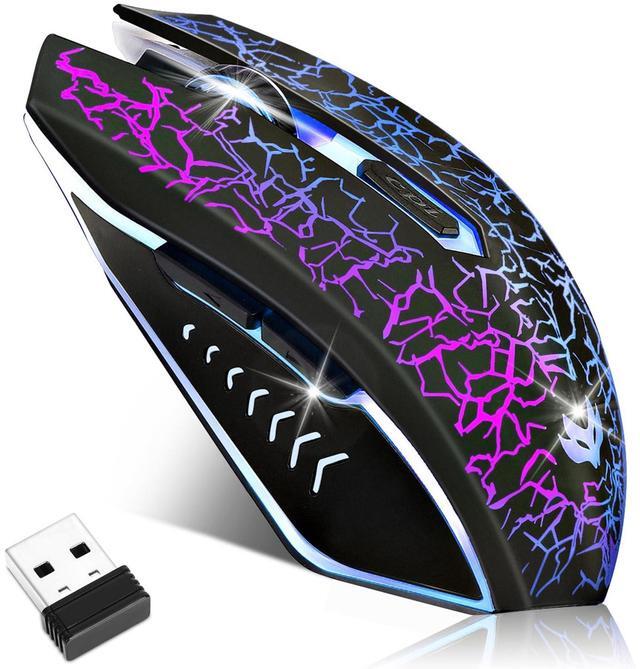Main image of LuLabboard Wireless Gaming Mouse, Rechargeable Wireless Computer Mouse, 7-Color LED Light, Ergonomic Mouse with 6 Silent Click Buttons, 3 Adjustable 2400 DPI Wireless Mouse for Laptop,PC,Mac, Black