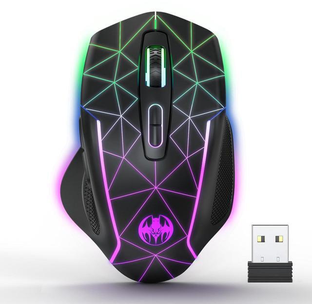 Main image of MELOGAGA Wireless Gaming Mouse, Mouse Jiggler for Laptop, Rechargeable 2.4G USB Cordless Mice with Mouse Wiggler Mover, RGB Backlight, 3 DPI + 7 Buttons for PC Mac Chromebook Desktop Computers
