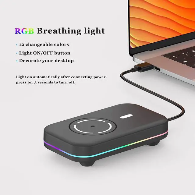 Alt view image 4 of 7 - WFB Mouse Jiggler Undetectable Mouse Mover Device with Timer, ON/Off Switch, RGB Mouse Wiggler for Prevent Computer Laptop Screen Sleep (No Software Required)