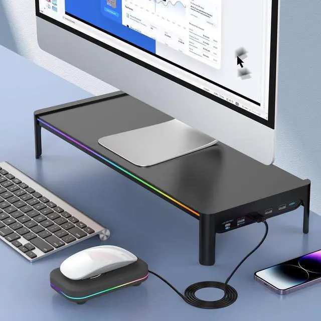 Alt view image 6 of 7 - WFB Mouse Jiggler Undetectable Mouse Mover Device with Timer, ON/Off Switch, RGB Mouse Wiggler for Prevent Computer Laptop Screen Sleep (No Software Required)