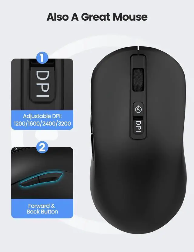 Alt view image 5 of 7 - Vaydeer Wireless Mouse Jiggler, 2.4G Wireless Mice with Build-in Mouse Mover, Rechargeable Moving Mouse for Laptop with Undetectable Random Movement Keeps Computers Awake - Black