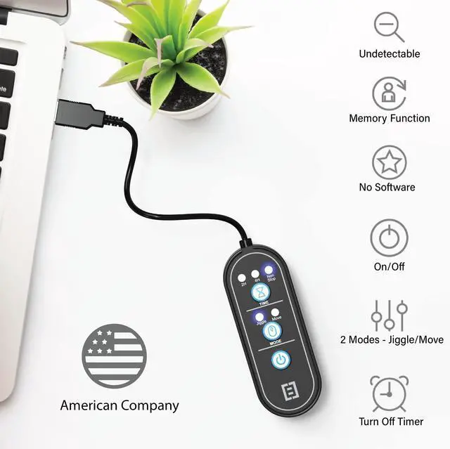 Alt view image 3 of 5 - TECH8 USA, 2-in-1 Mouse Mover and Jiggler in 1, Keeps PC Active, Status Green, Undetectable, Timer Function, Dual Mode, American Company