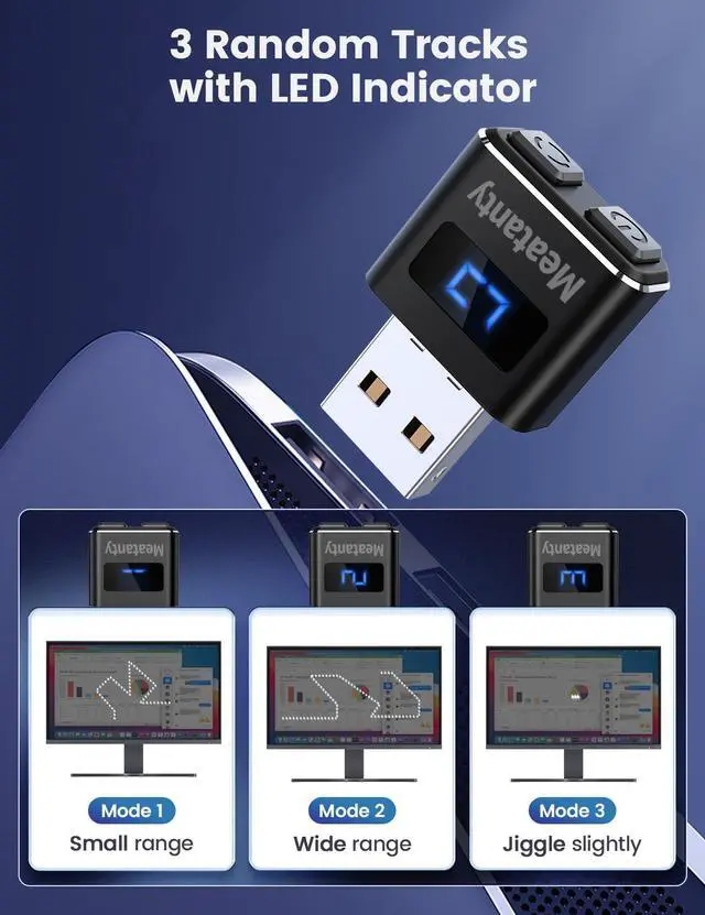 Alt view image 3 of 7 - Meatanty Metal Tiny Mouse Jiggler, USB Mouse Mover Undetectable, Automatic Wiggler with Screen, 3 Modes Mouse Moving Device, Giggler Shaker Juggler Keep Computer Laptop Awake Office Remote Work-Purple