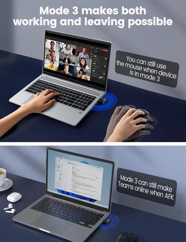 Alt view image 4 of 7 - Meatanty Metal Tiny Mouse Jiggler, USB Mouse Mover Undetectable, Automatic Wiggler with Screen, 3 Modes Mouse Moving Device, Giggler Shaker Juggler Keep Computer Laptop Awake Office Remote Work-Purple