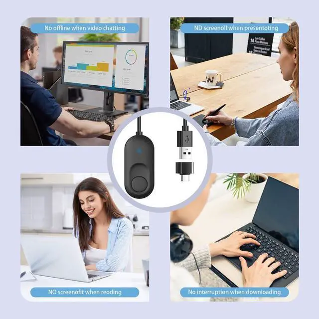Alt view image 6 of 7 - Tedubax Mouse Jiggler USB Mouse Mover with Switch Button, Automatic Mini Mouse Shaker with 2 Jiggle Modes, Driver-Free, Plug & Play, Keep Computer/Laptop Awake, with USB-C Adapter, Black