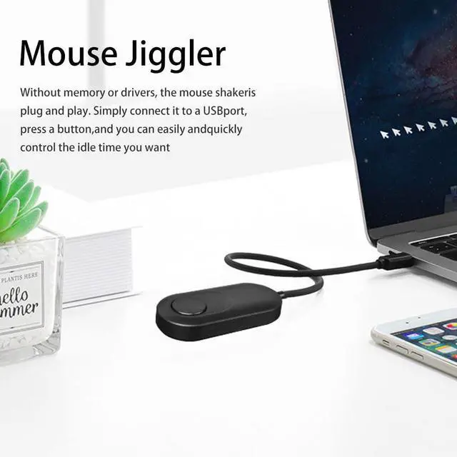 Alt view image 4 of 7 - Tedubax Mouse Jiggler USB Mouse Mover with Switch Button, Automatic Mini Mouse Shaker with 2 Jiggle Modes, Driver-Free, Plug & Play, Keep Computer/Laptop Awake, with USB-C Adapter, Black